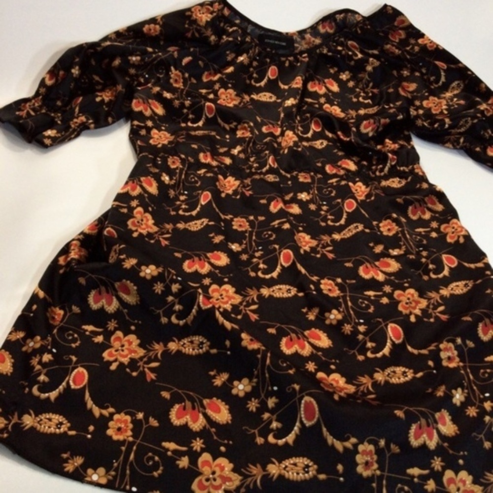 Jones New York | Dress Floral Neutral Black Fall Colors Orange Brown - Picture 3 of 9